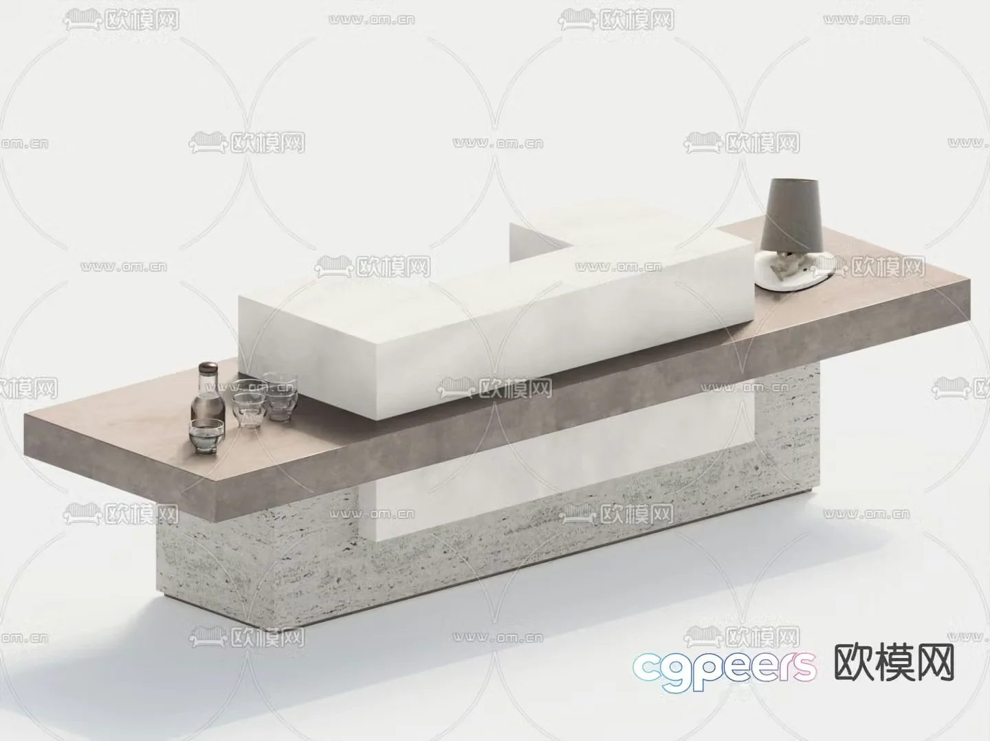 Front desk reception desk service desk 3d model