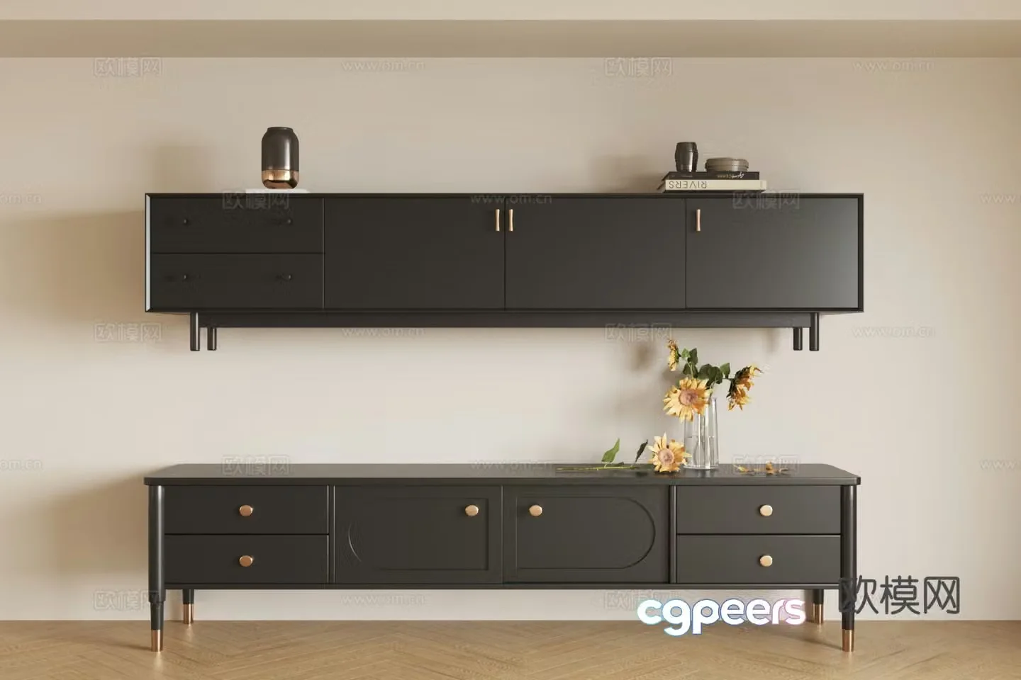 Medium style home living room Retro style living room Medium style TV cabinet Medium style decoration cabinet 3D model