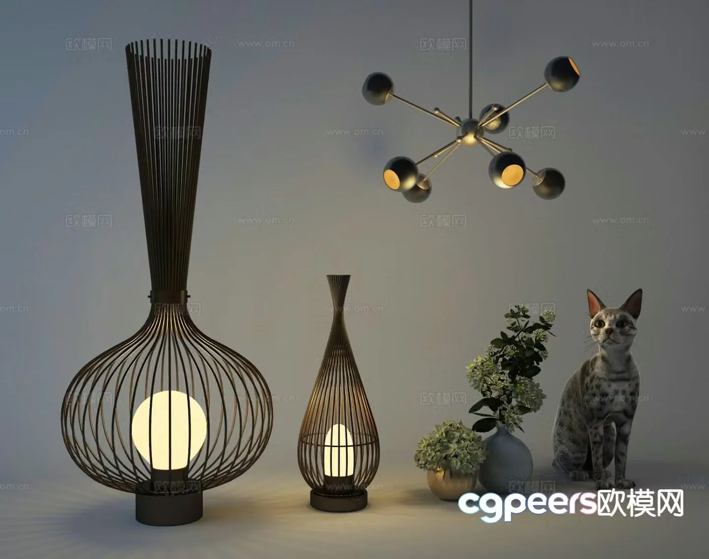 Modern floor lamp chandelier 3d model