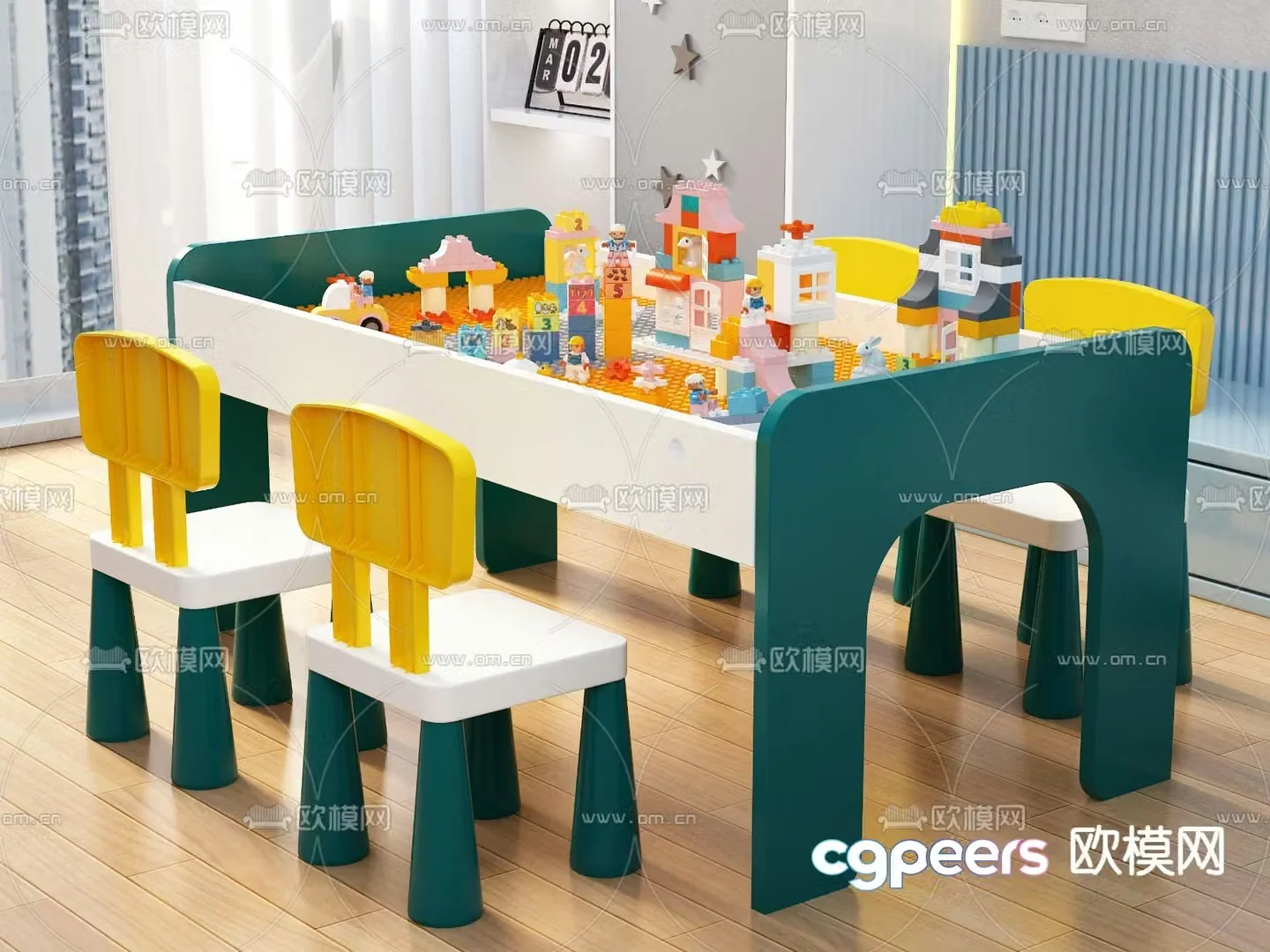 Children’s table building block table game table 3d model