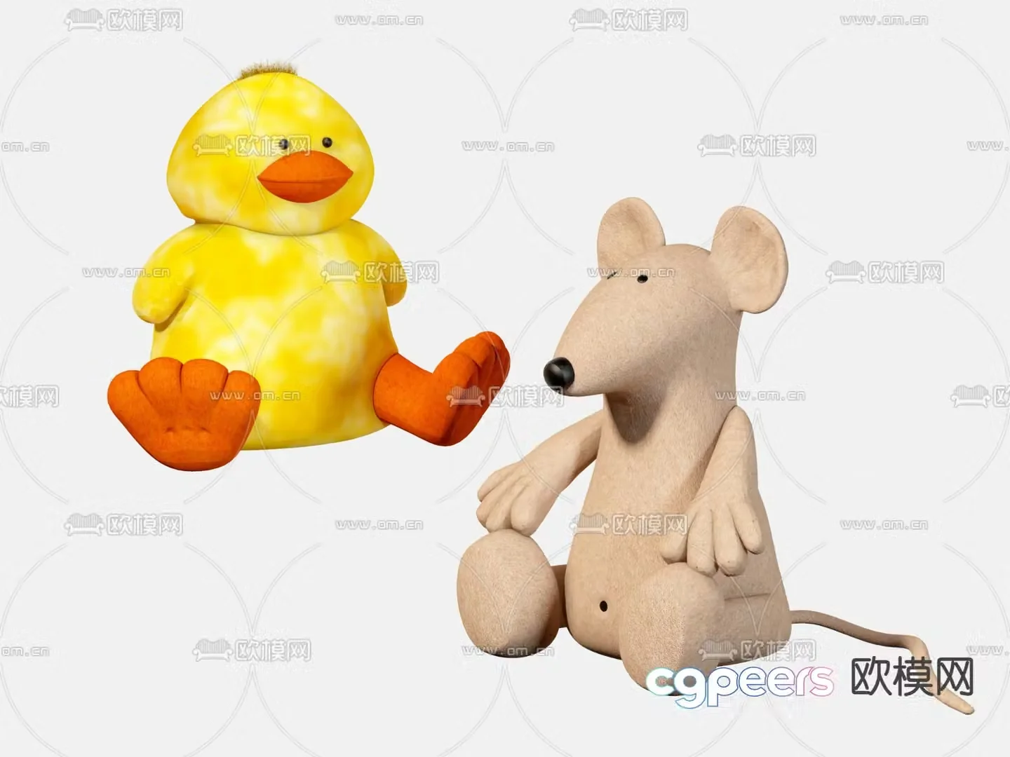 Modern mouse plush toy doll 3d model