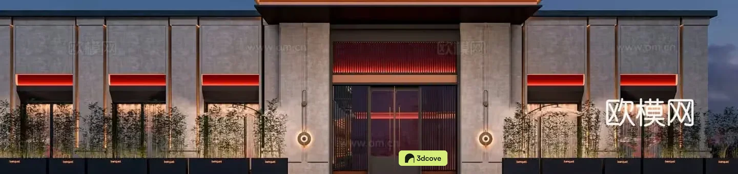 Modern restaurant facade restaurant door