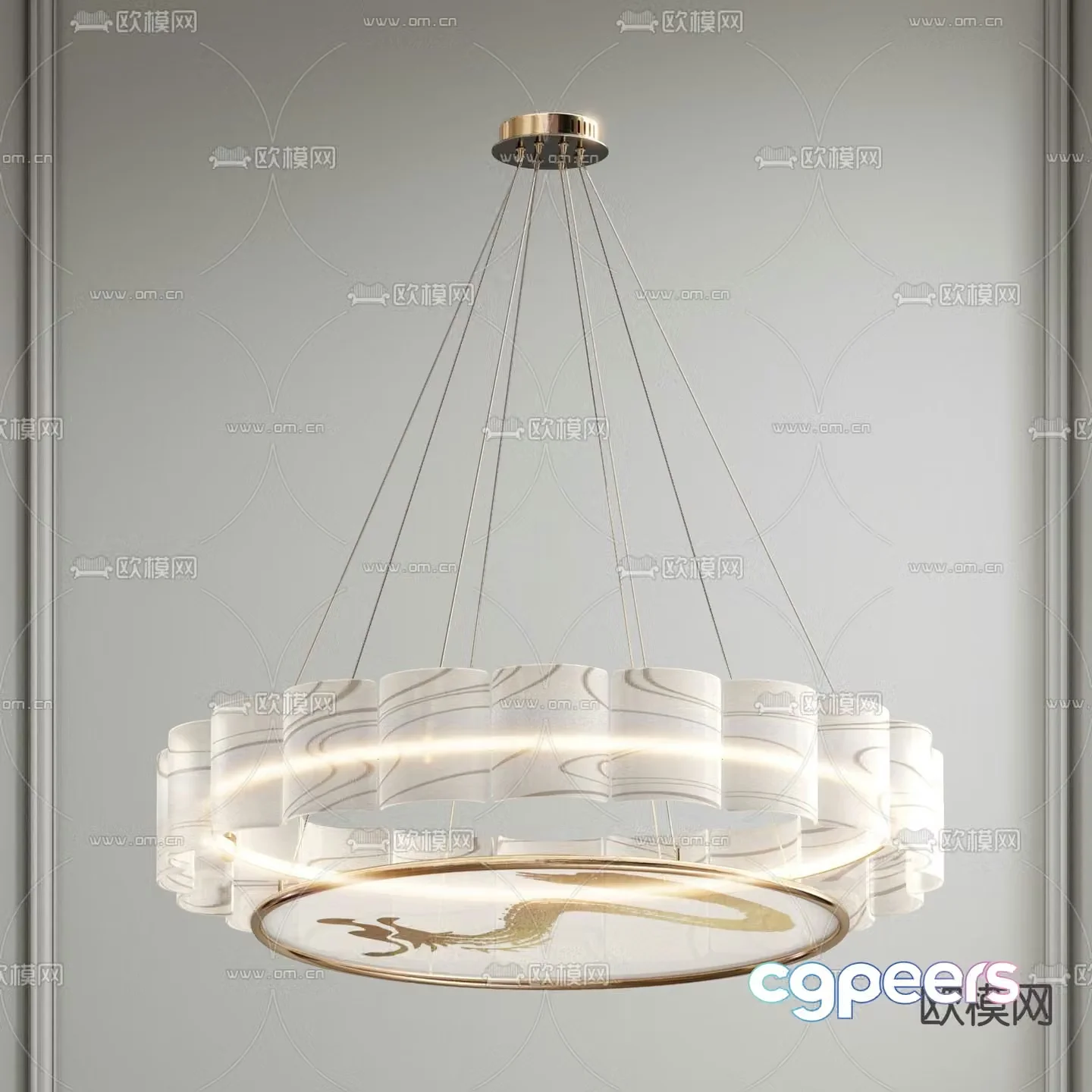 New Chinese style chandelier restaurant chandelier 3d model