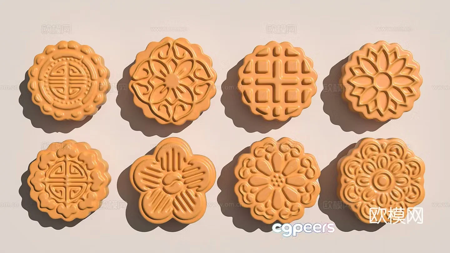 Mooncakes and food Mid-Autumn gift 3d model