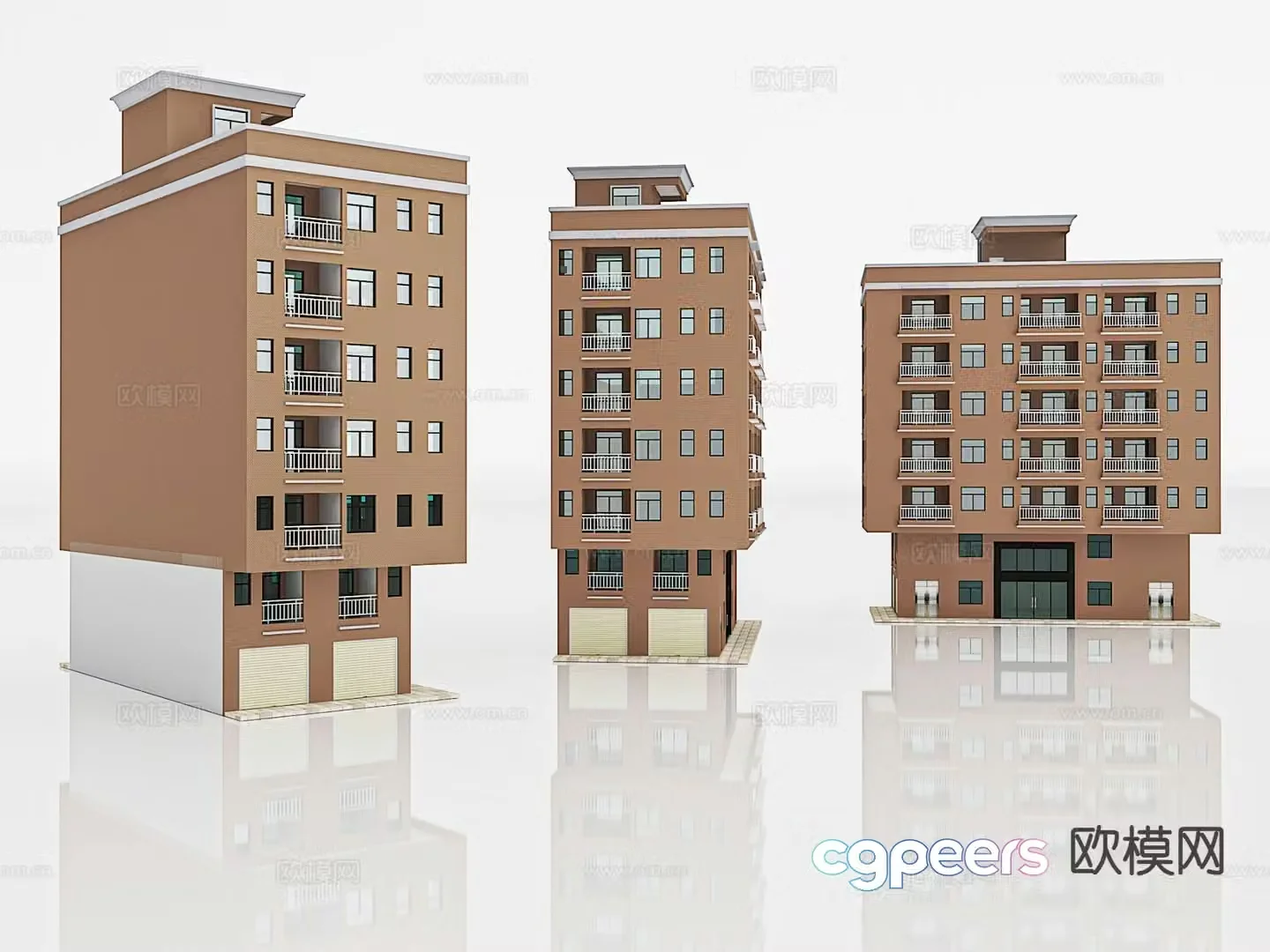 Residential components high-rise buildings rural buildings 3D model