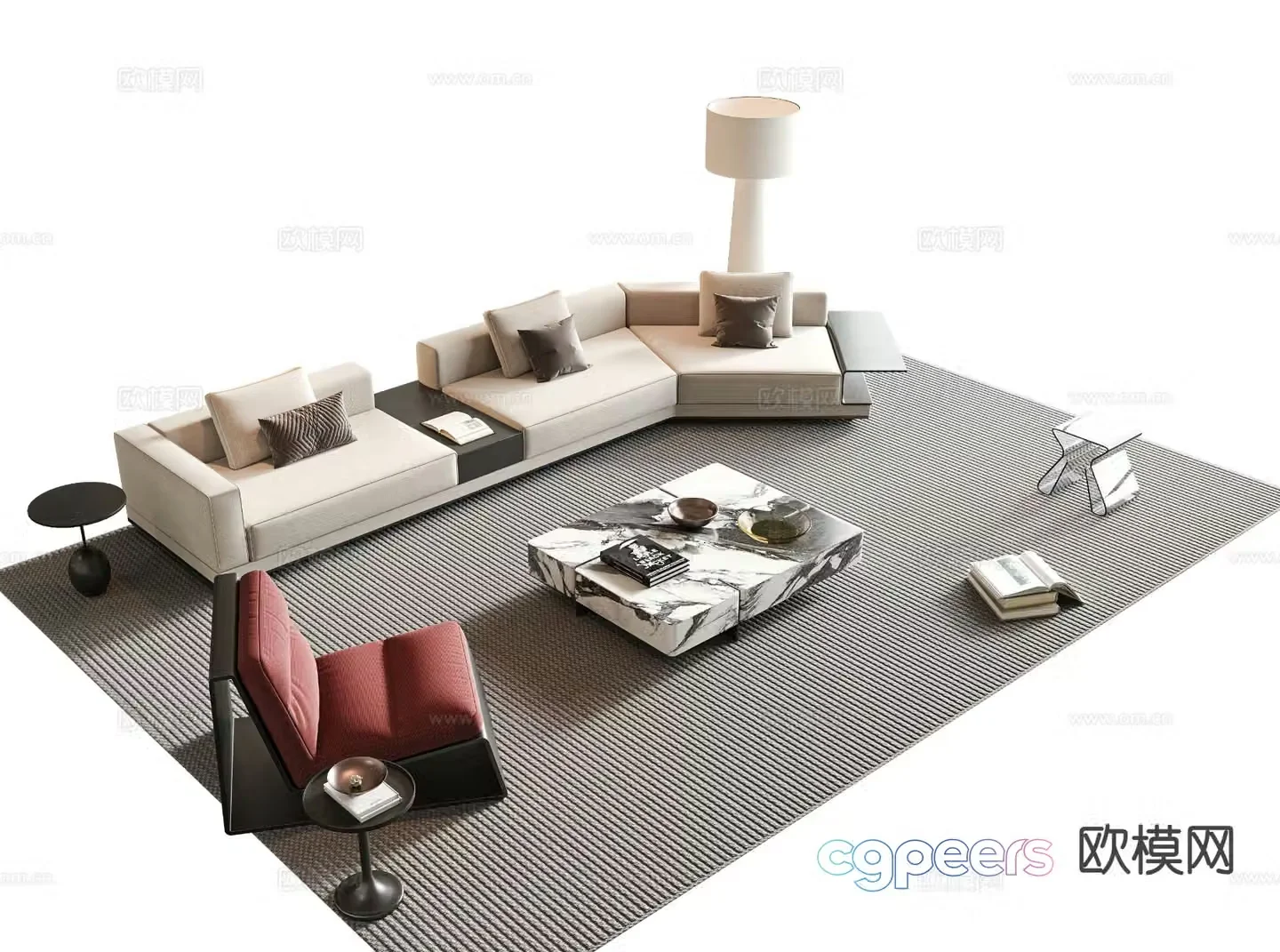 Italian sectional sofa 3d model