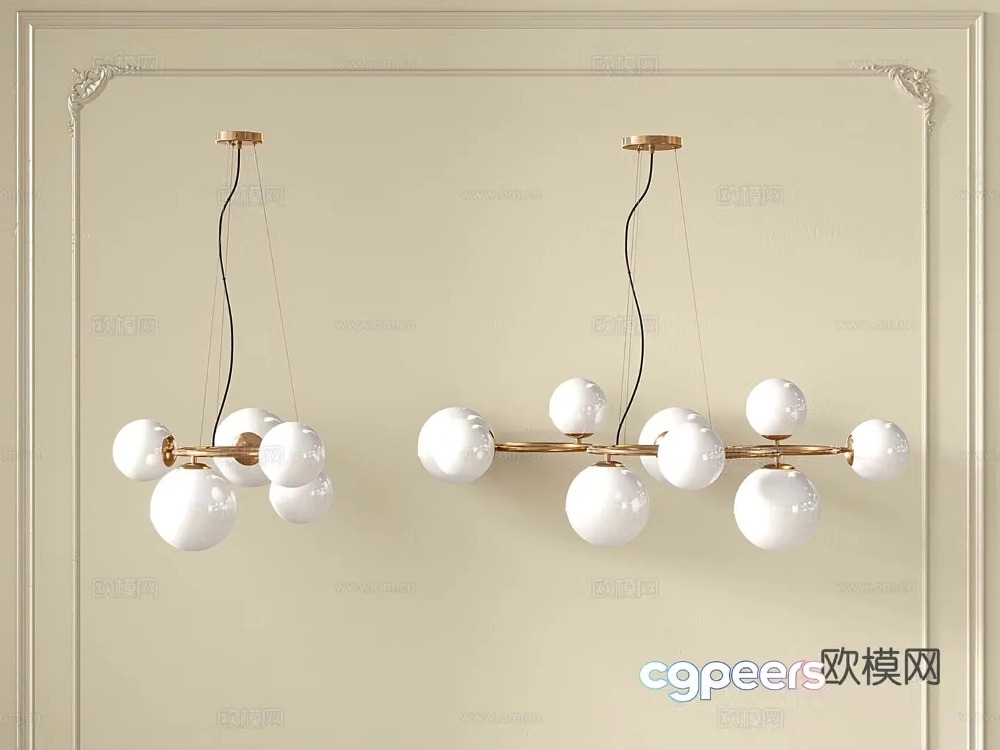 French light luxury chandelier living and dining chandelier glass ball magic bean lamp metal chandelier spherical chandelier 3D model