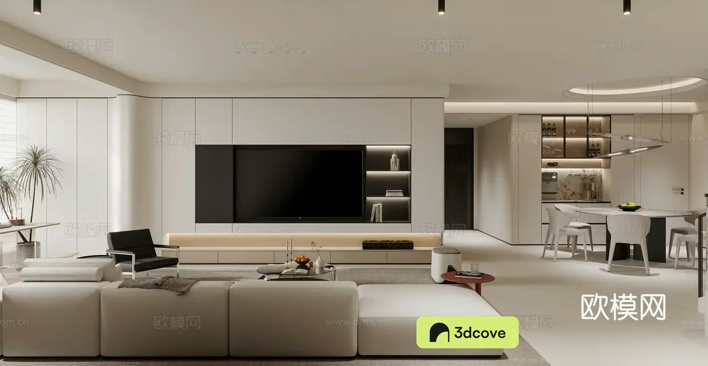 Modern living and dining room