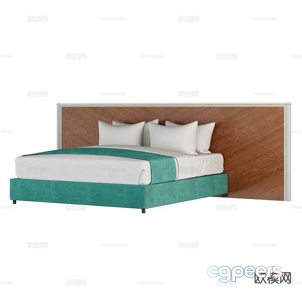 Nordic simple double bed 3d model