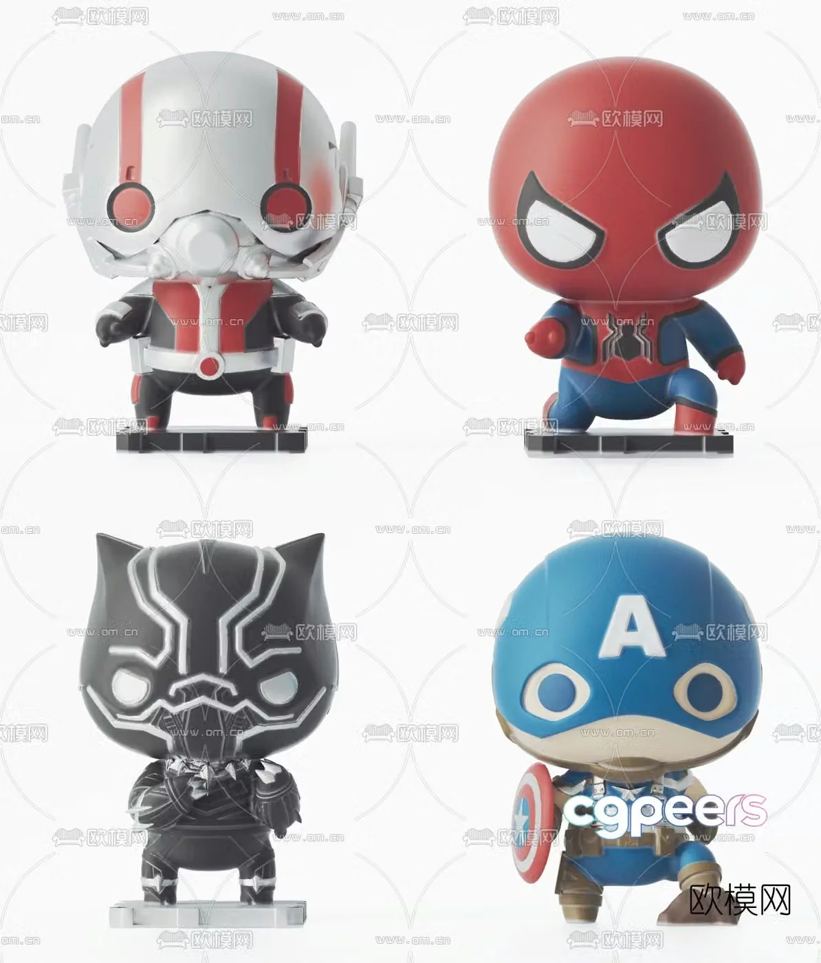 Modern Q version Marvel character toy 3D model