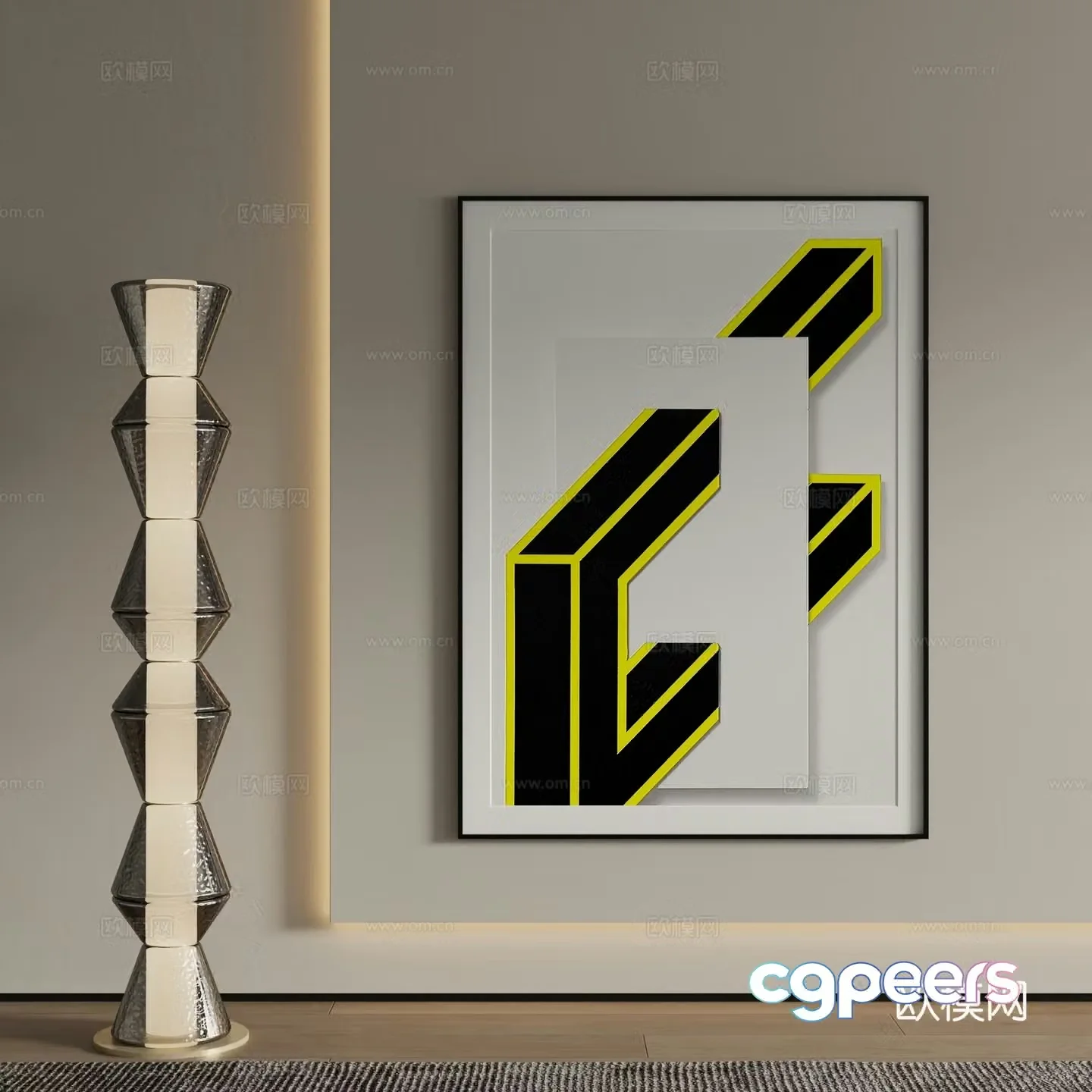 Modern abstract painting Decorative painting 3d model
