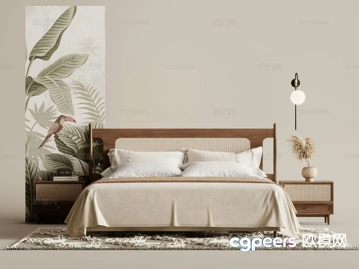 Medieval style double bed 3d model