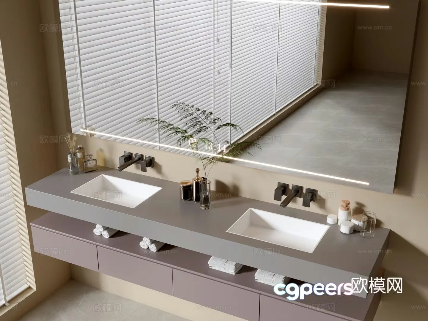 Modern bathroom cabinet bathroom basin bathroom ornaments mirror cabinet sink 3d model
