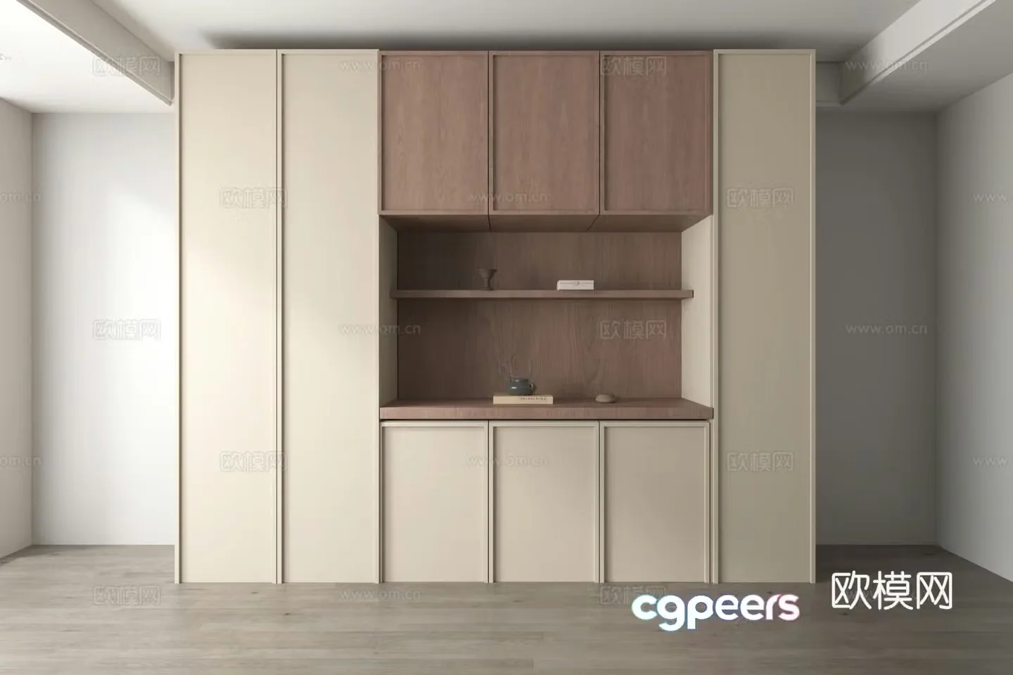 Middle style storage cabinet sideboard 3D model