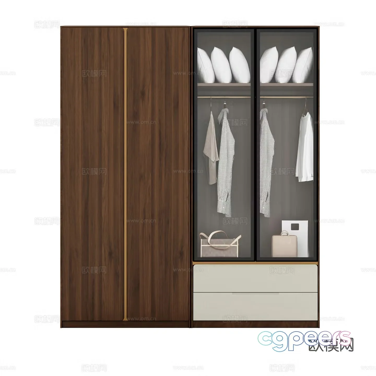 New Chinese style wardrobe finished wardrobe 3d model