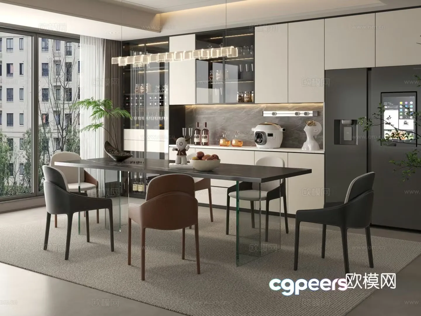Modern restaurant Simple restaurant Restaurant Dining table Dining table combination 3D model