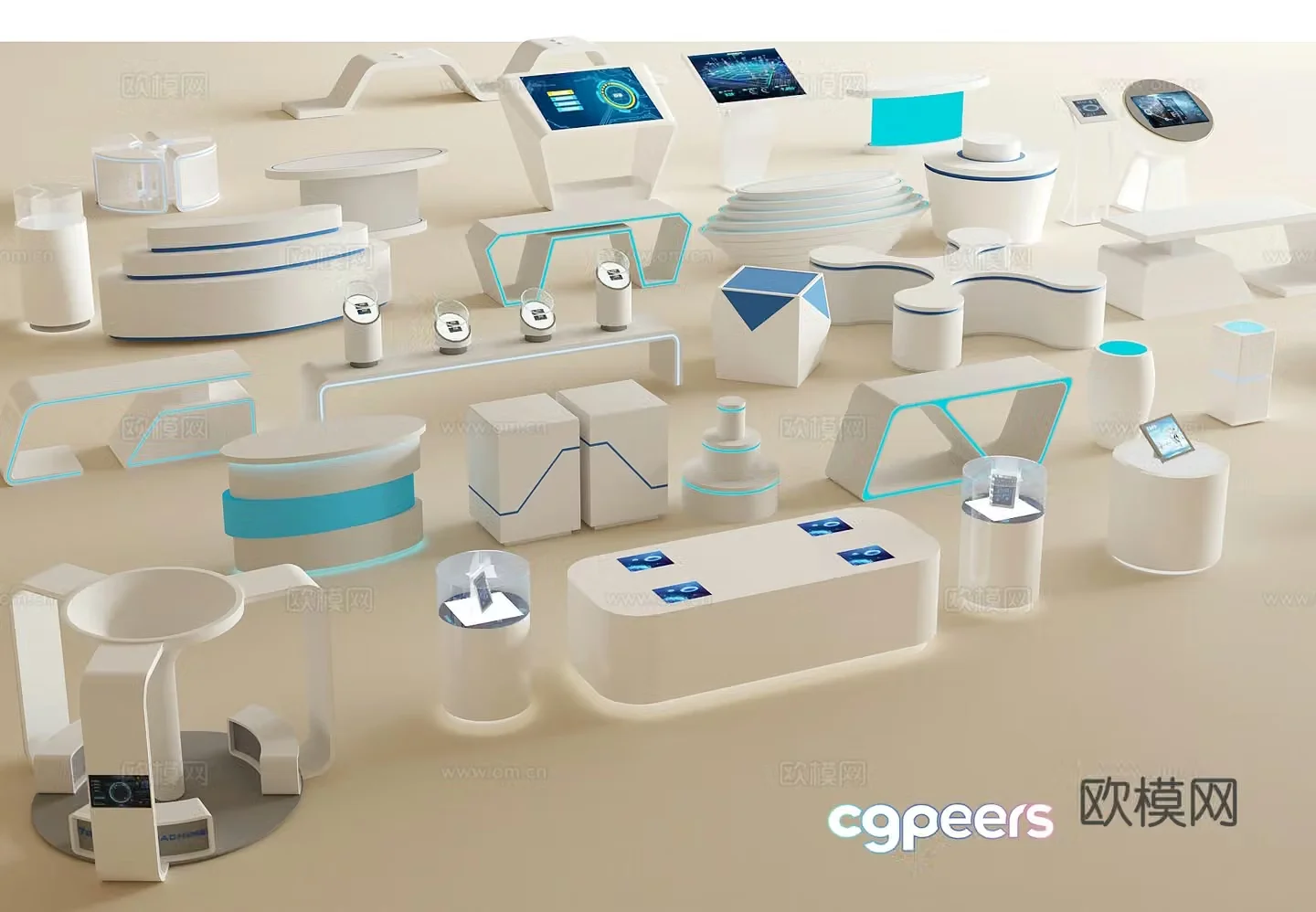 Science and Technology Exhibition Hall Science and Technology Booth Operating Table Working Table Technology 3D Model