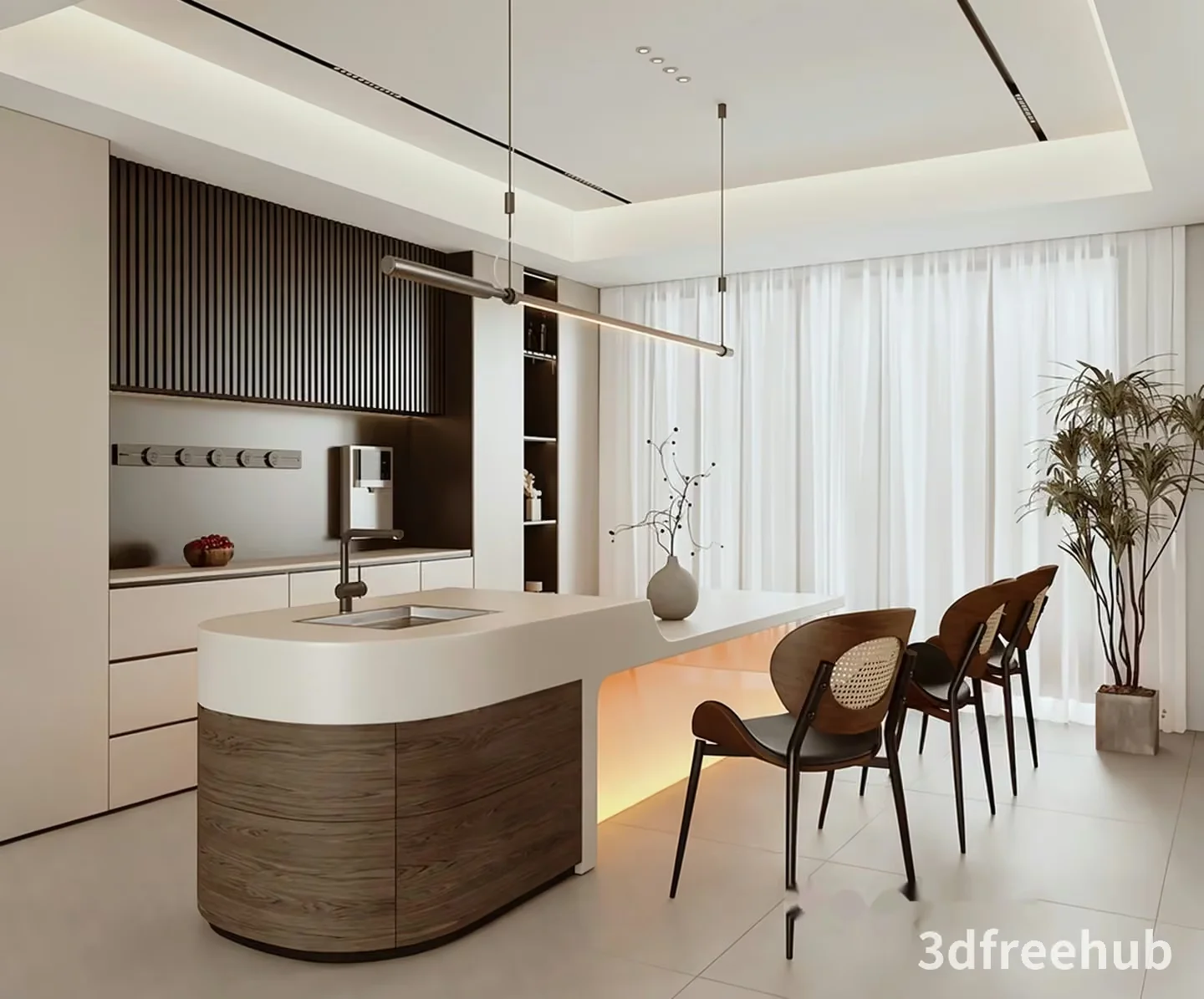 Modern Kitchen Design 3D Model – 23332 – VRAY Render