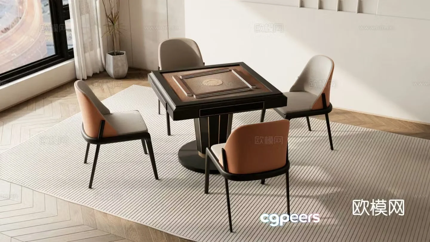 Modern mahjong tables and chairs entertainment tables and chairs chess and card tables and chairs 3D model