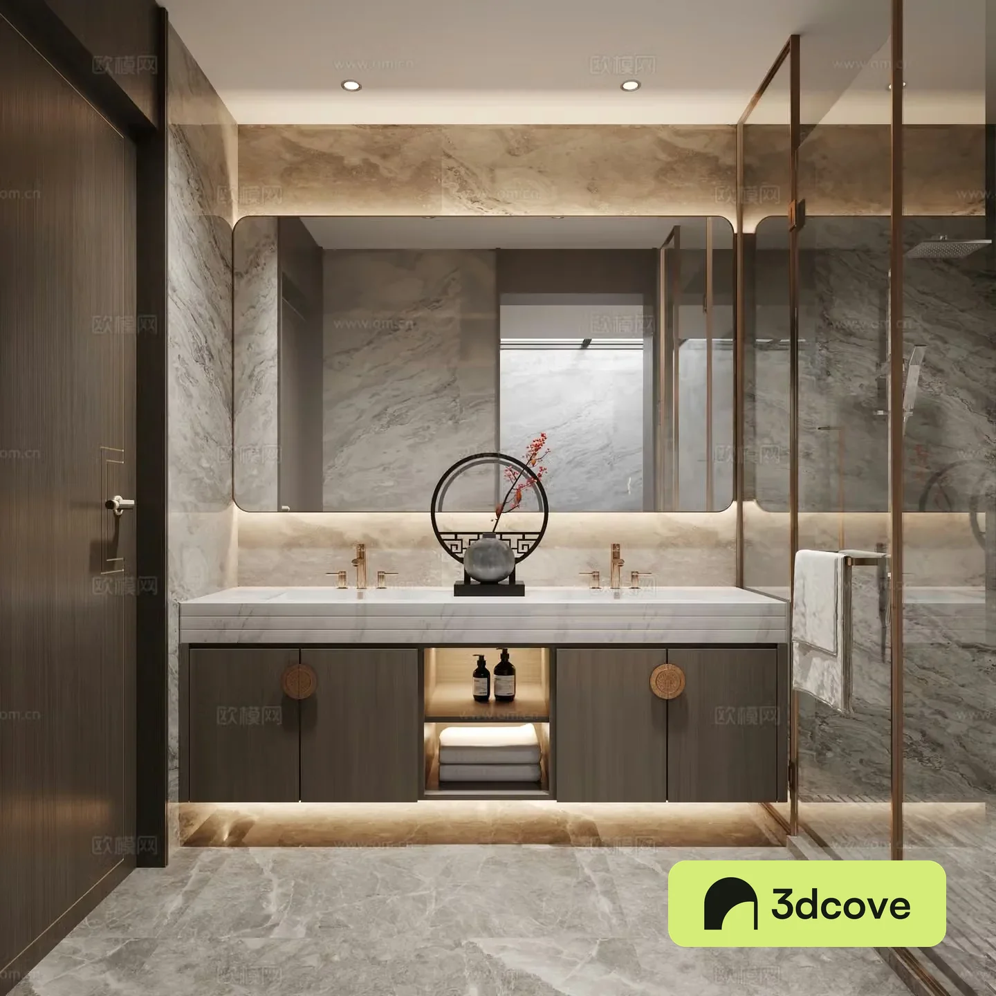 New Chinese style bathroom sink shower cabinet mirror towel faucet new Chinese style ornaments