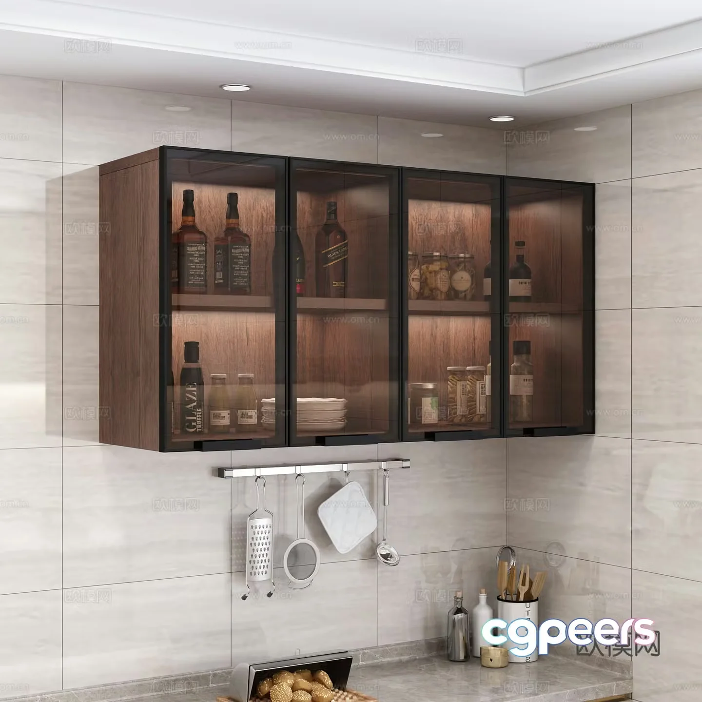 Modern kitchen wall cabinet 3d model