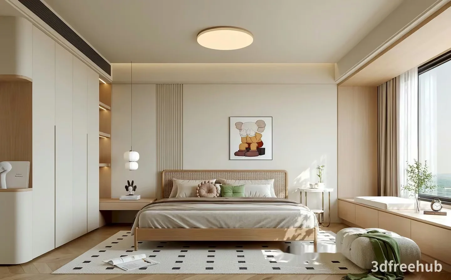 A Modern Bedroom 3D Model – 23179 – VRAY Render
