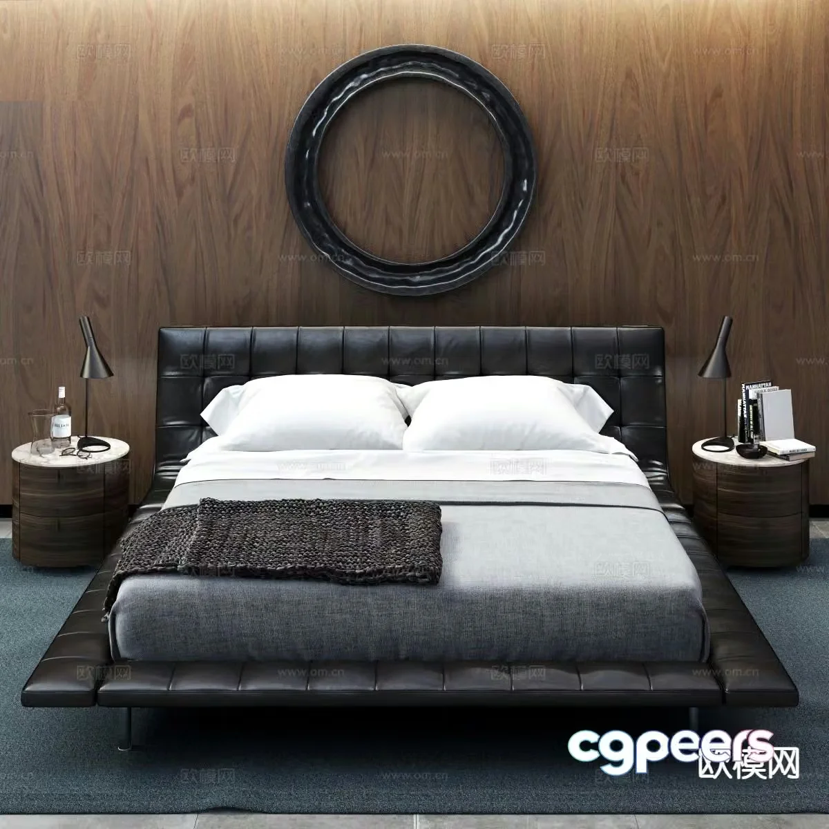 Modern bed modular bed double bed 3d model