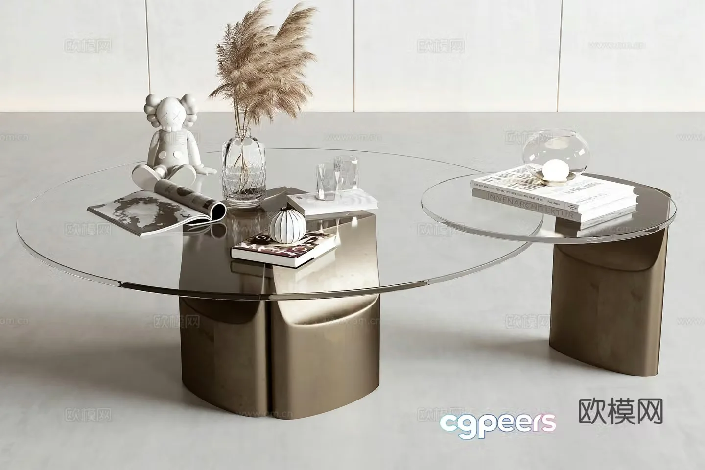Modern double coffee table 3d model