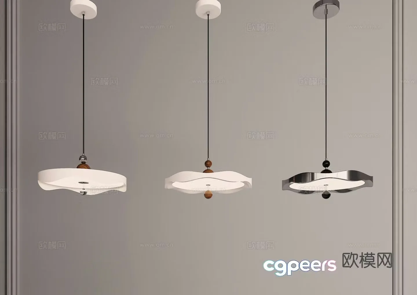 Restaurant Chandeliers Middle Chandeliers Creamy Chandeliers UFOs French Chandeliers 3D Model