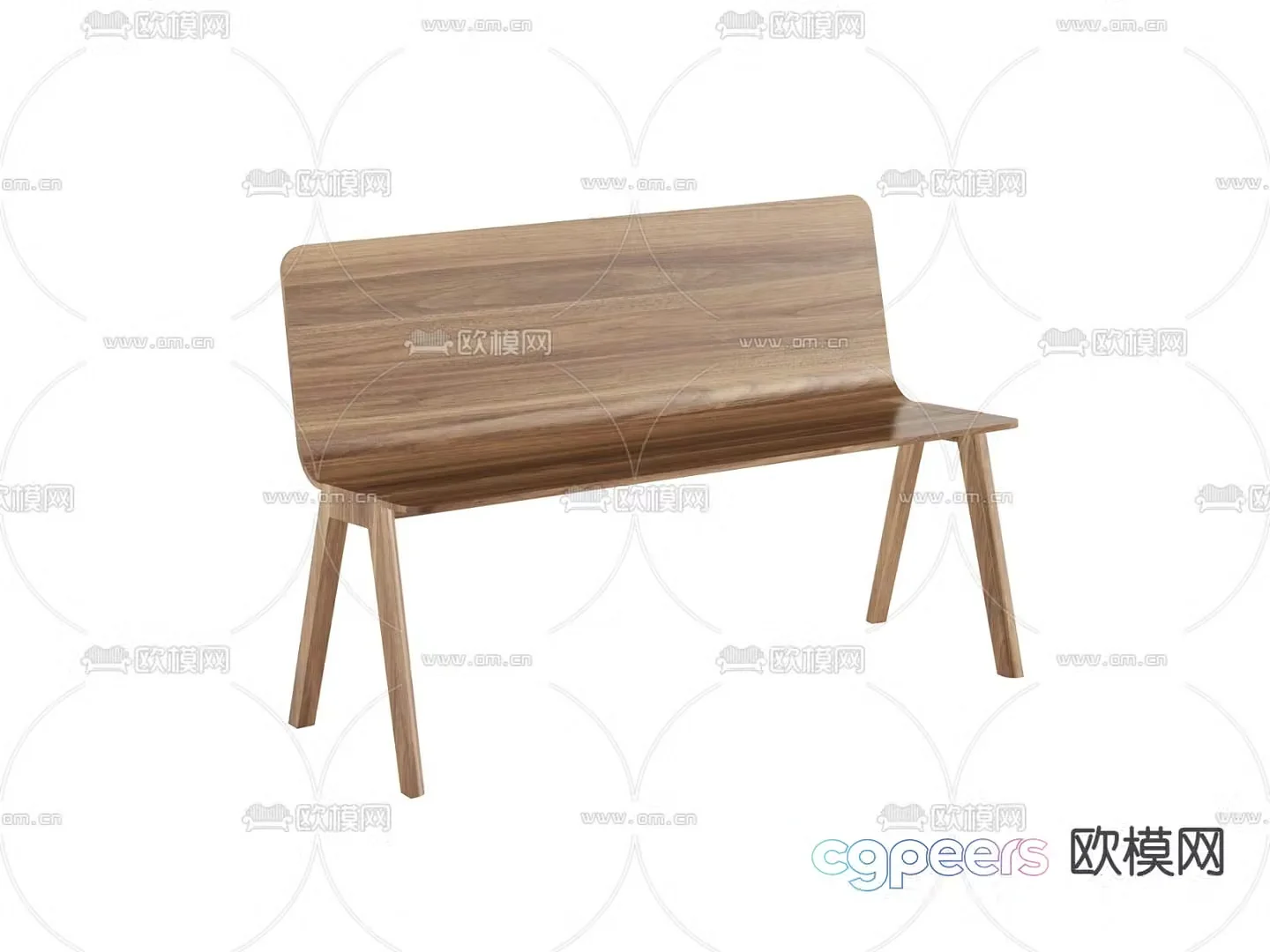 Bench long seat double seat 3d model