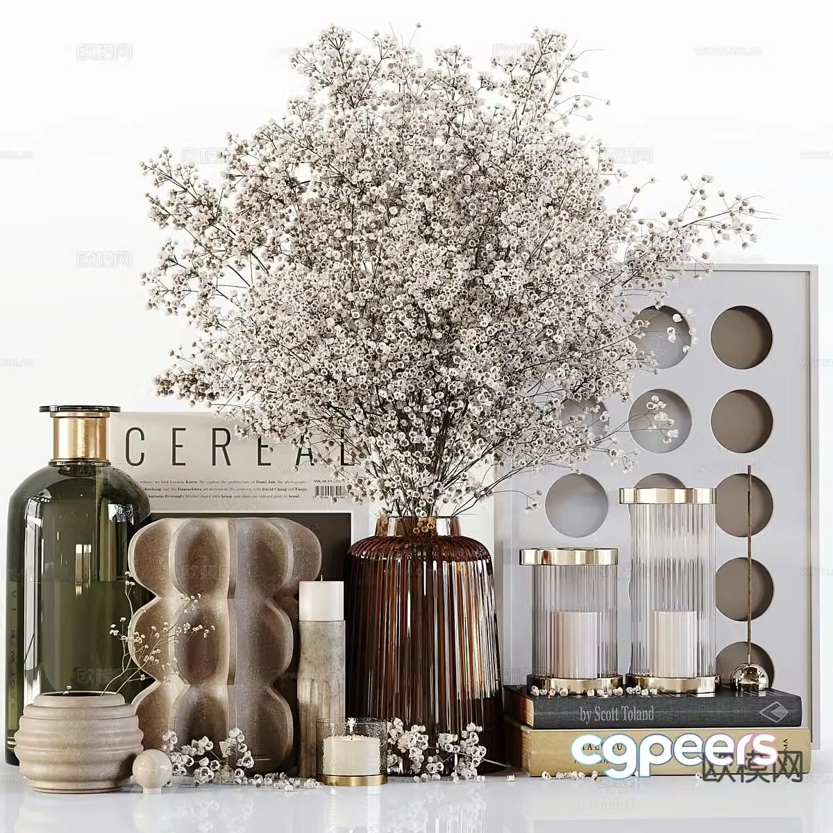 Ornaments vase books 3d model