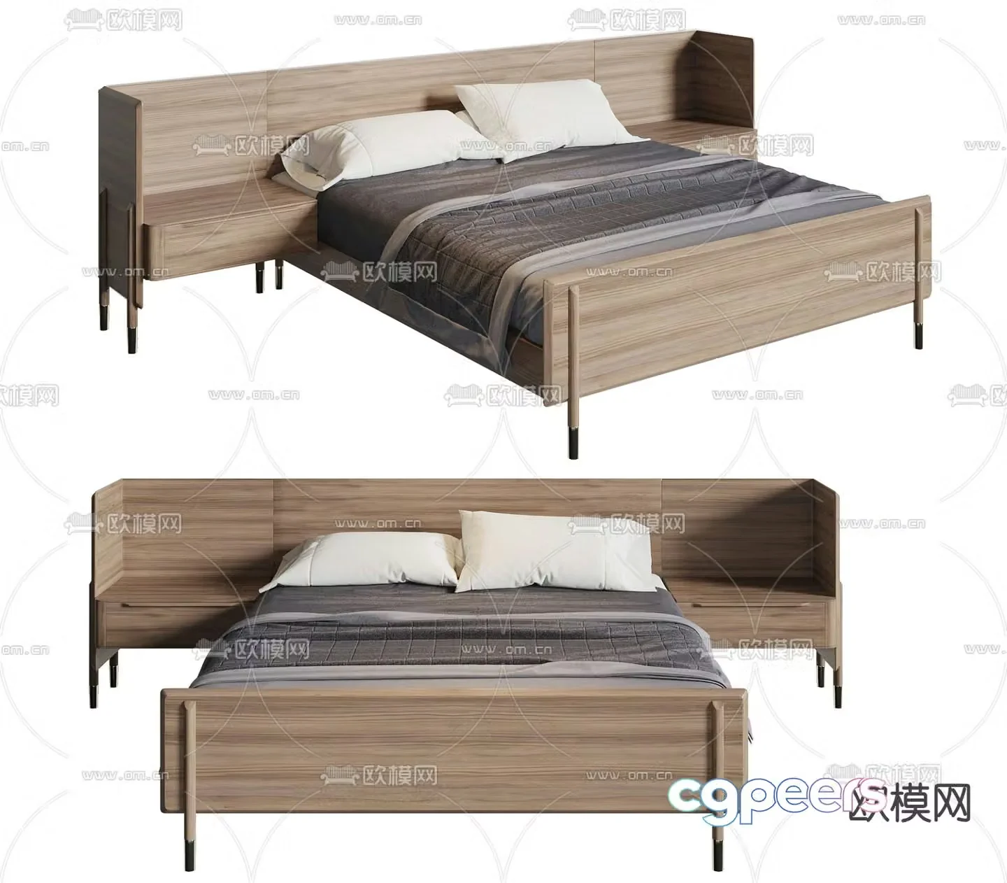 Medieval style double bed 3d model