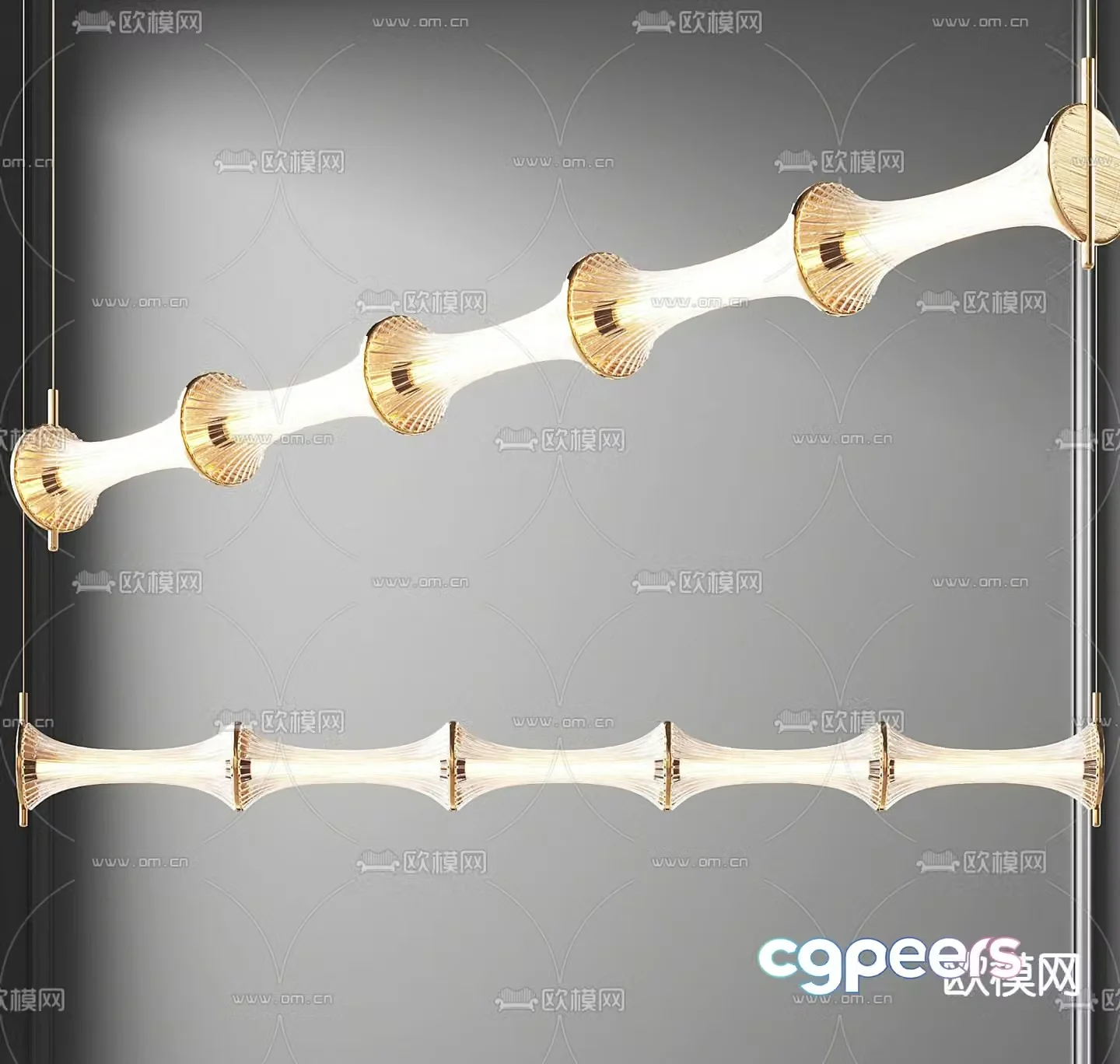 Long chandelier restaurant chandelier 3d model
