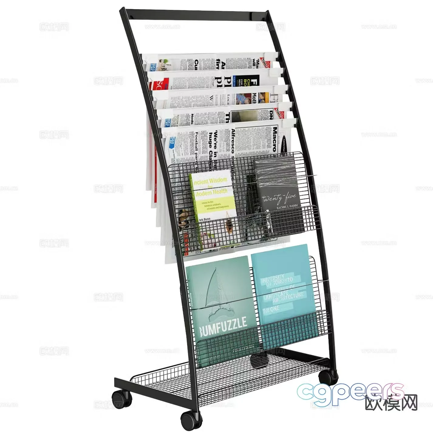 Modern newspaper magazine newspaper exhibition shelf magazine rack 3d model