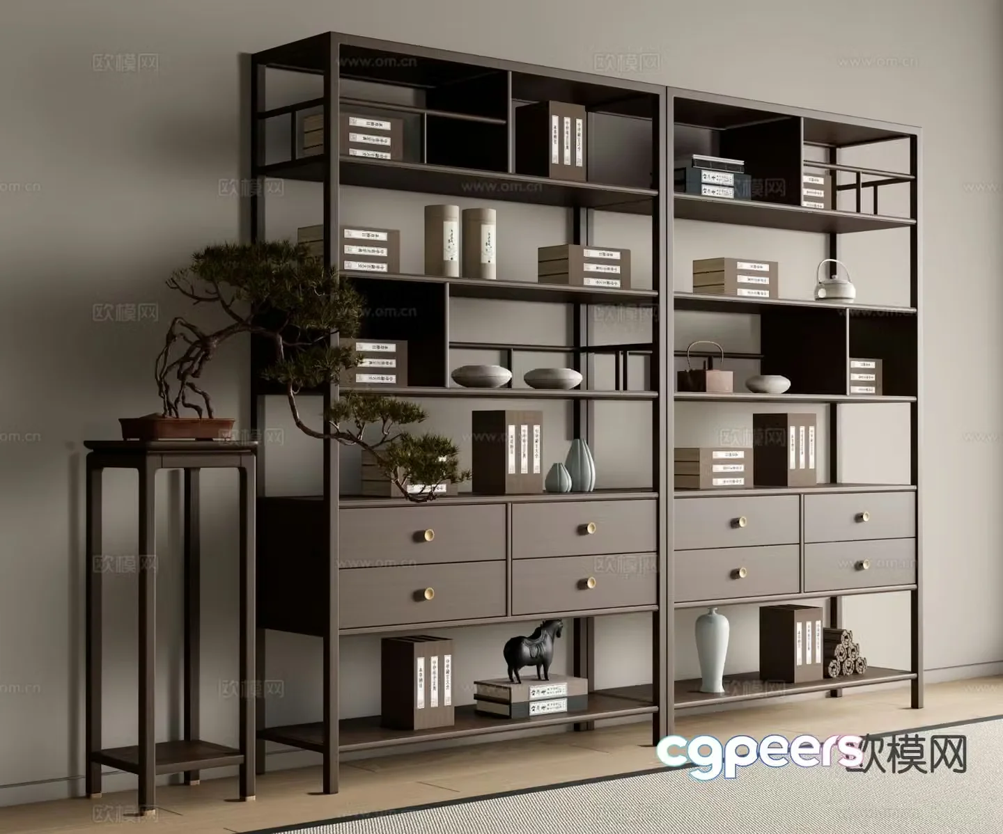 New Chinese style Bogu rack storage rack 3D model