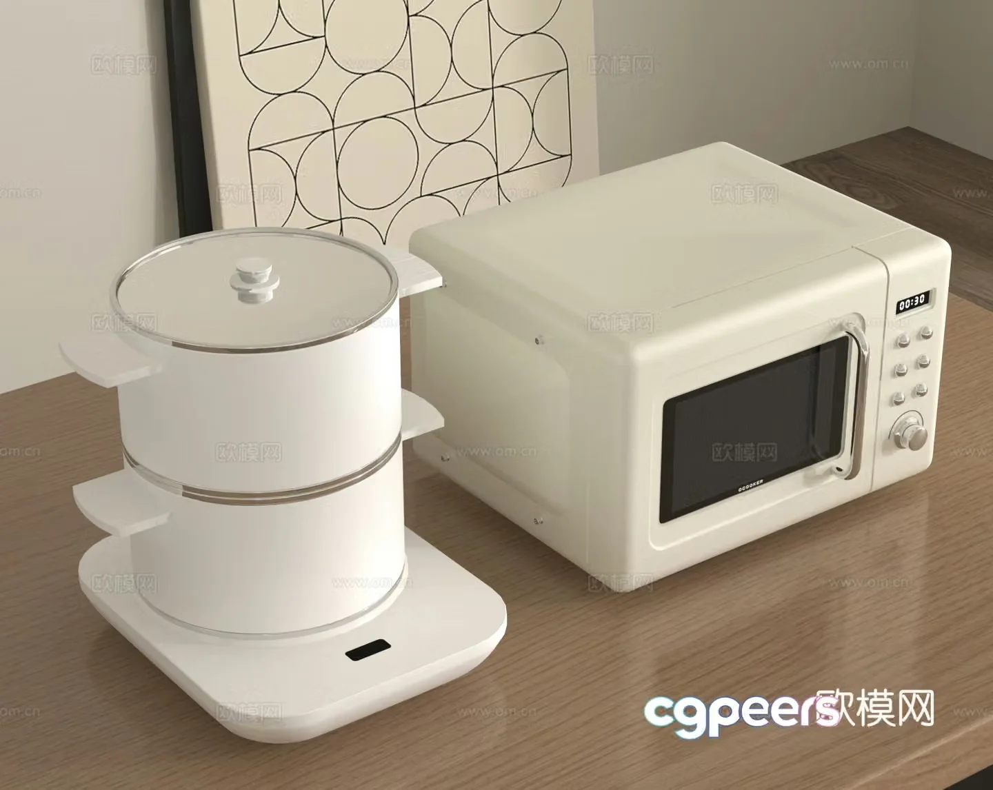 Electric steamer microwave oven mini steamer 3d model