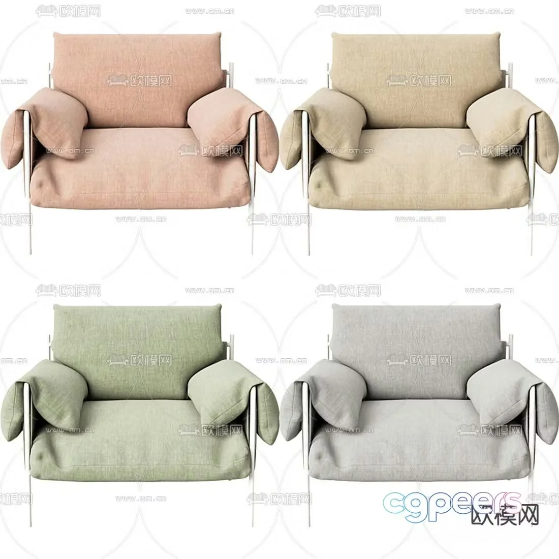 Cassina fabric single sofa 3d model