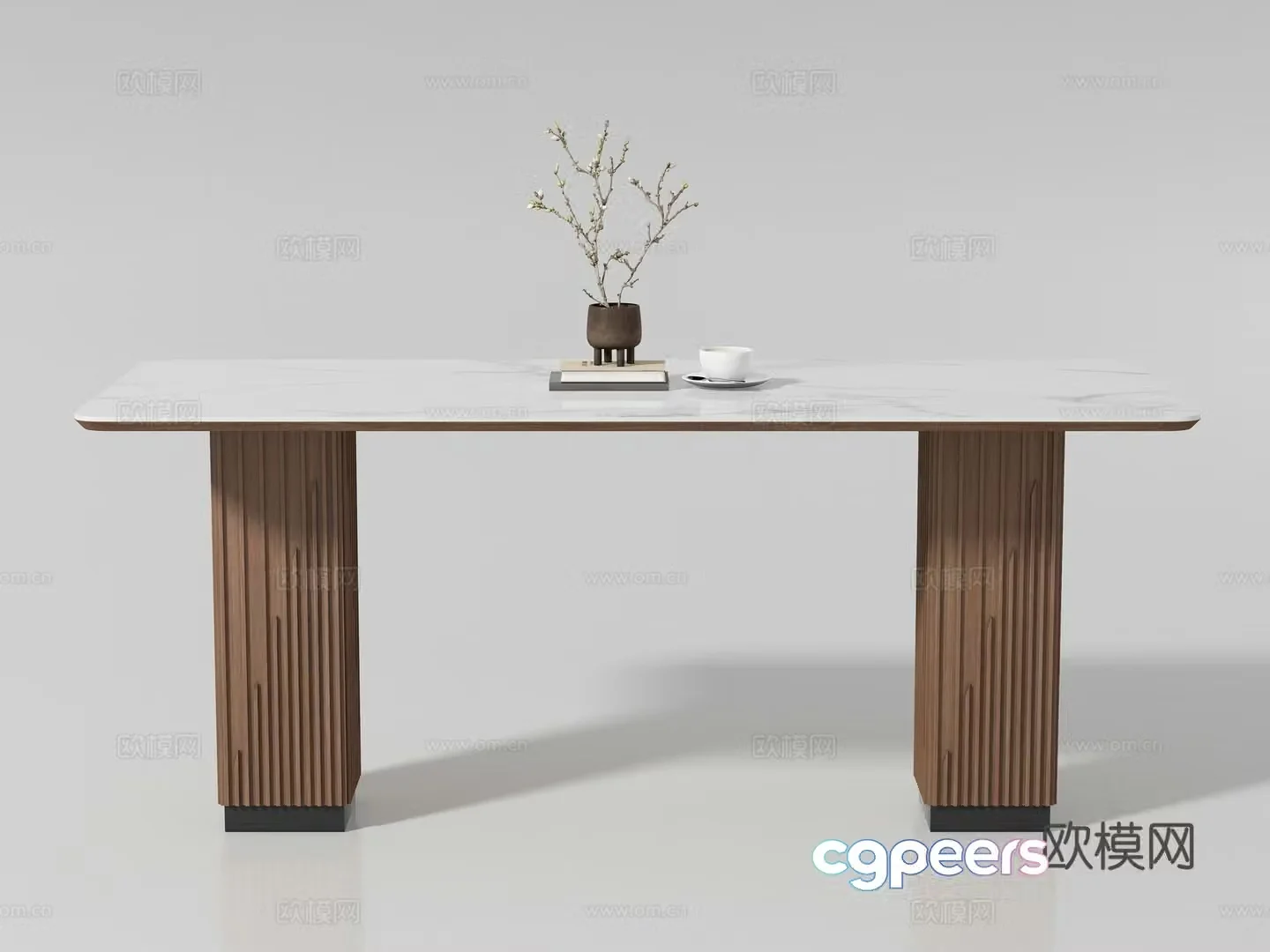 Modern medieval style long dining table 3D model