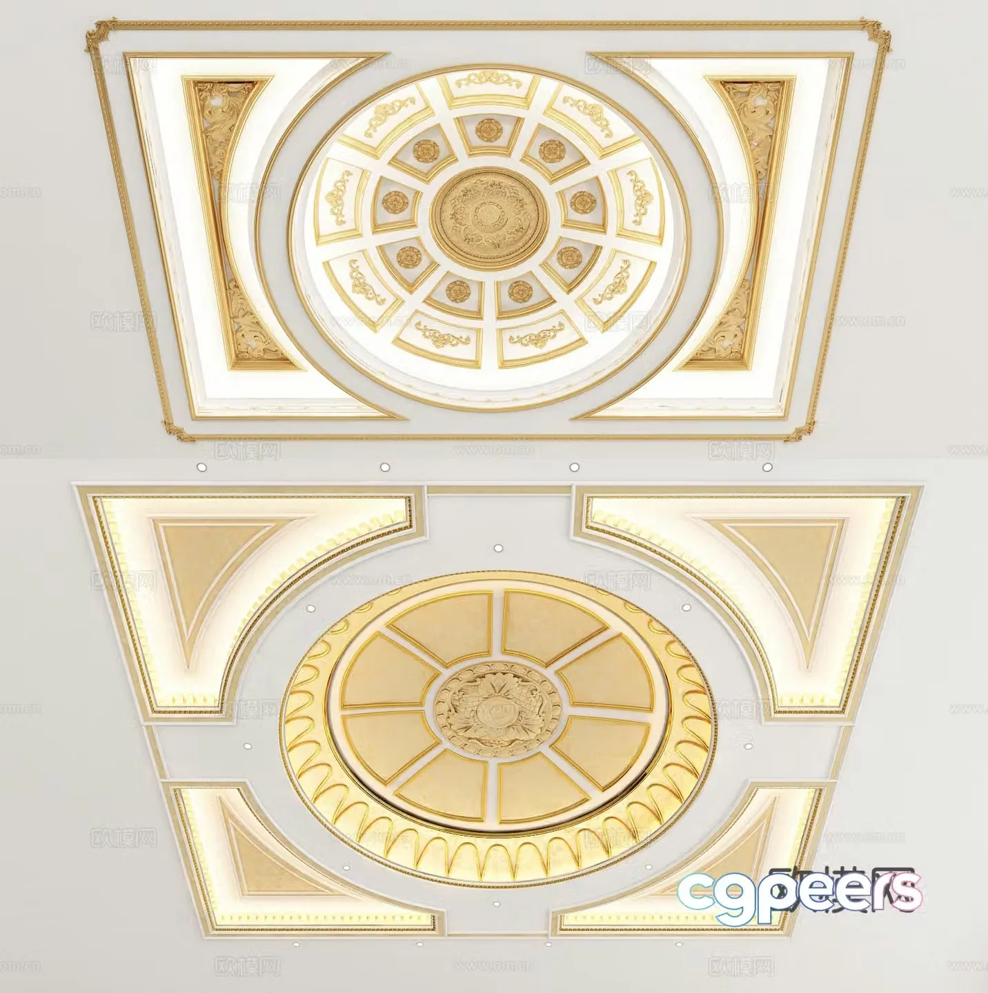 European style vaulted ceiling carved ceiling 3d model