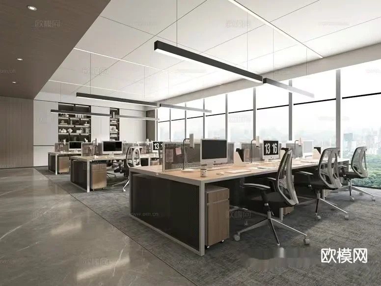 Modern Office Space 3D Model – 848 – VRAY Render