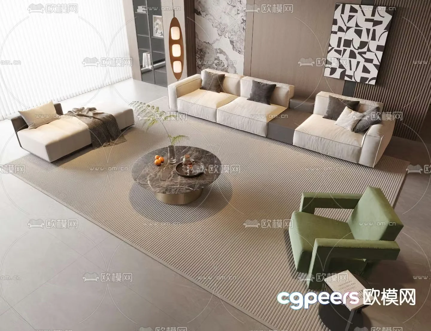 Modern sofa combination chaise longue 3d model