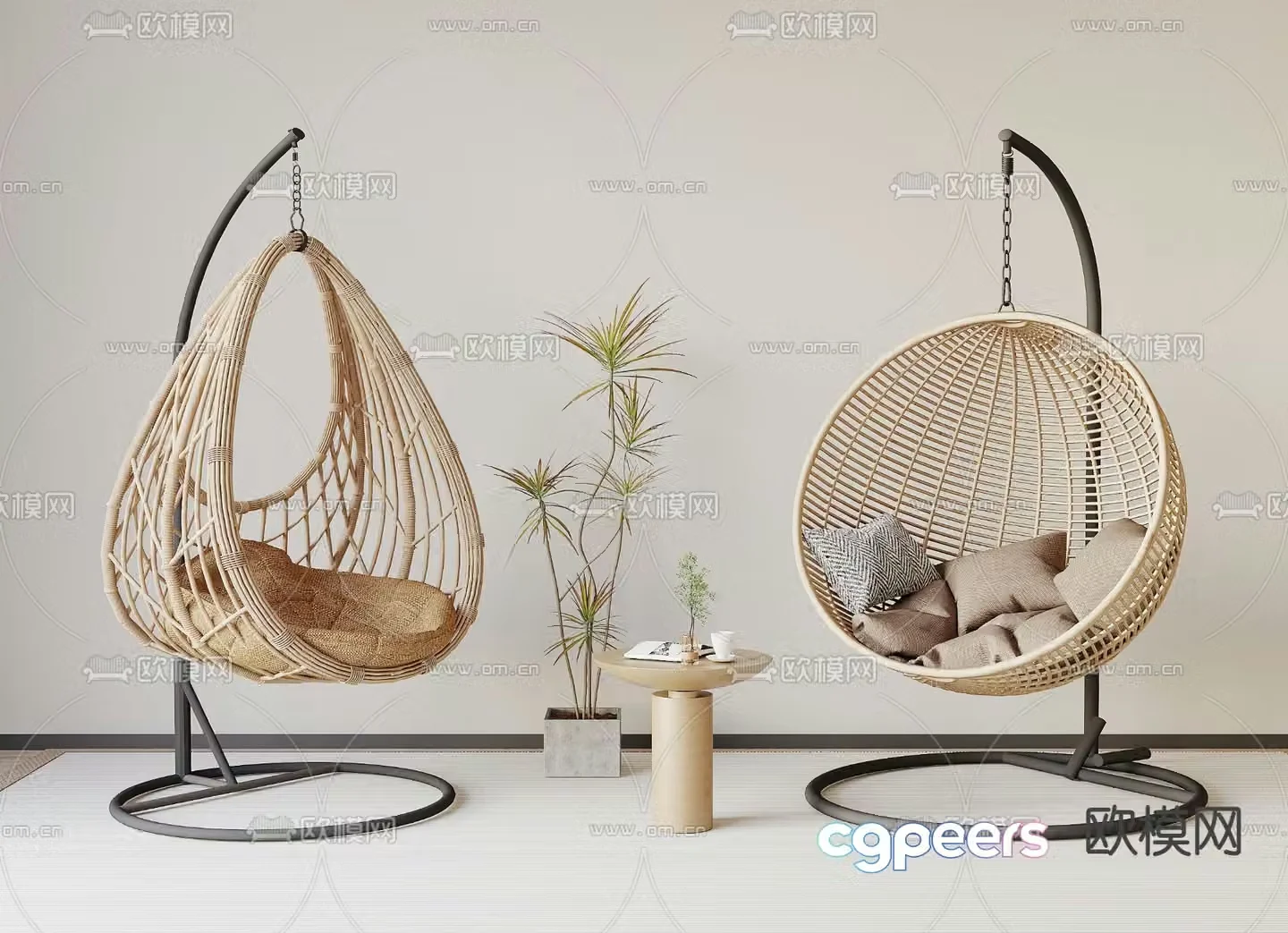 Rattan hanging chair swing chair 3d model