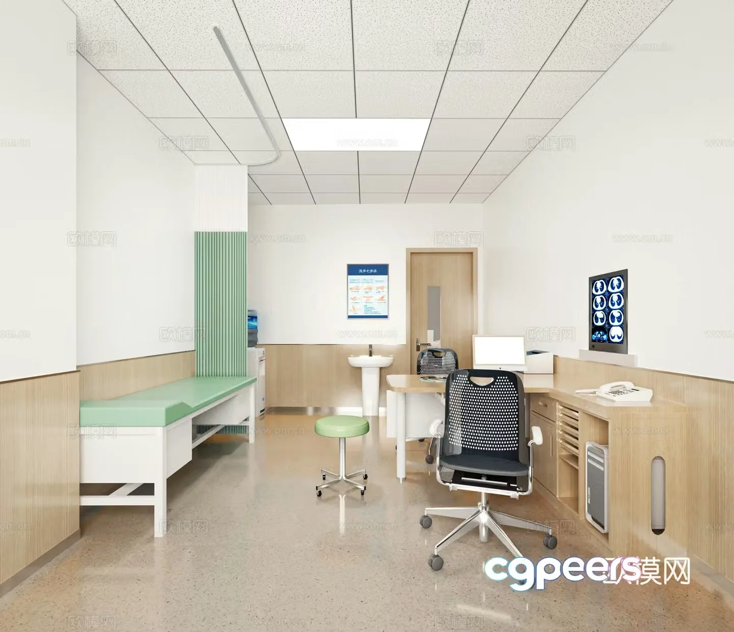Modern clinic doctor’s office examination room school doctor’s room 3d model
