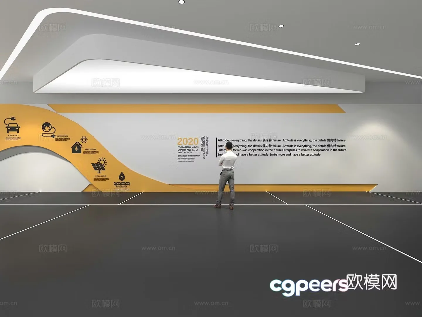 Cultural wall Corporate culture wall Display wall Theme wall Exhibition hall Campus culture Corridor 3D model