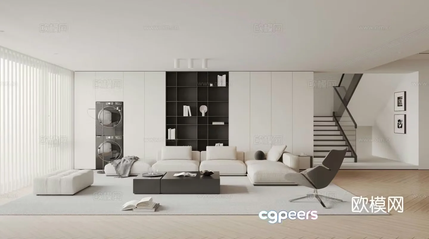 Modern minimalist living room 3d model
