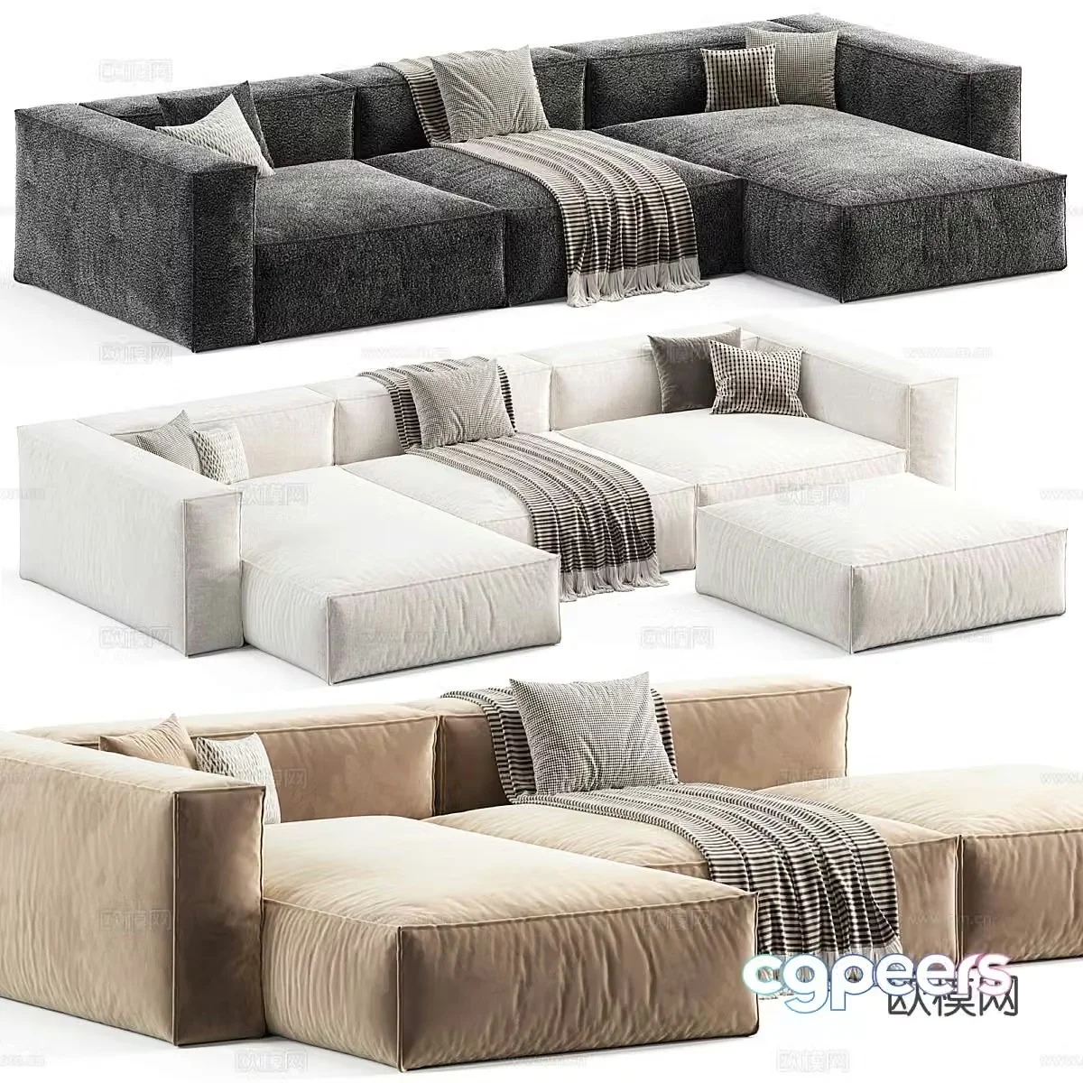 Modern Italian Boca Navi Fabric Combination Sofa 3D Model