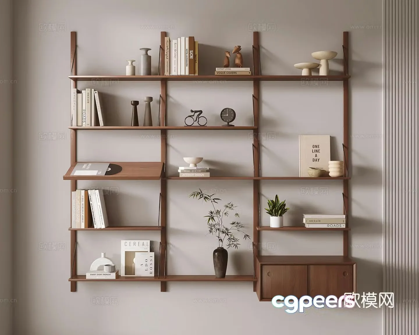 Retro bookshelf shelf 3d model
