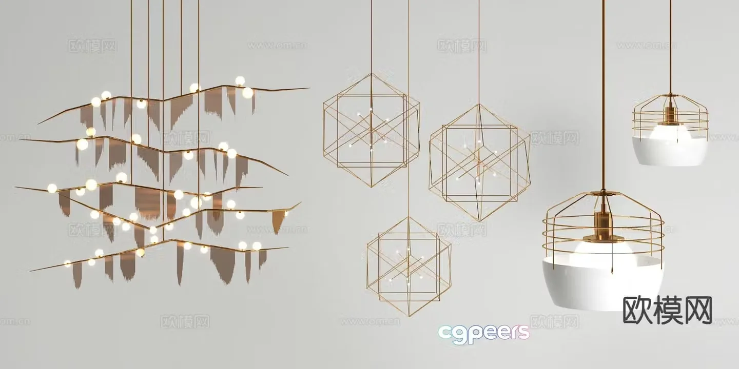 Light luxury chandelier restaurant chandelier 3d model