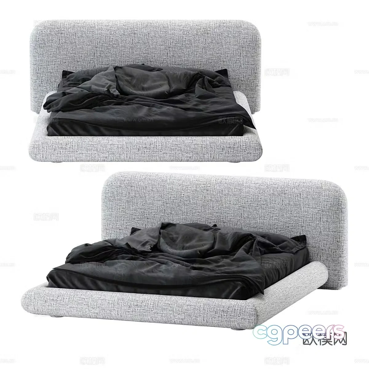 Modern double bed 3d model
