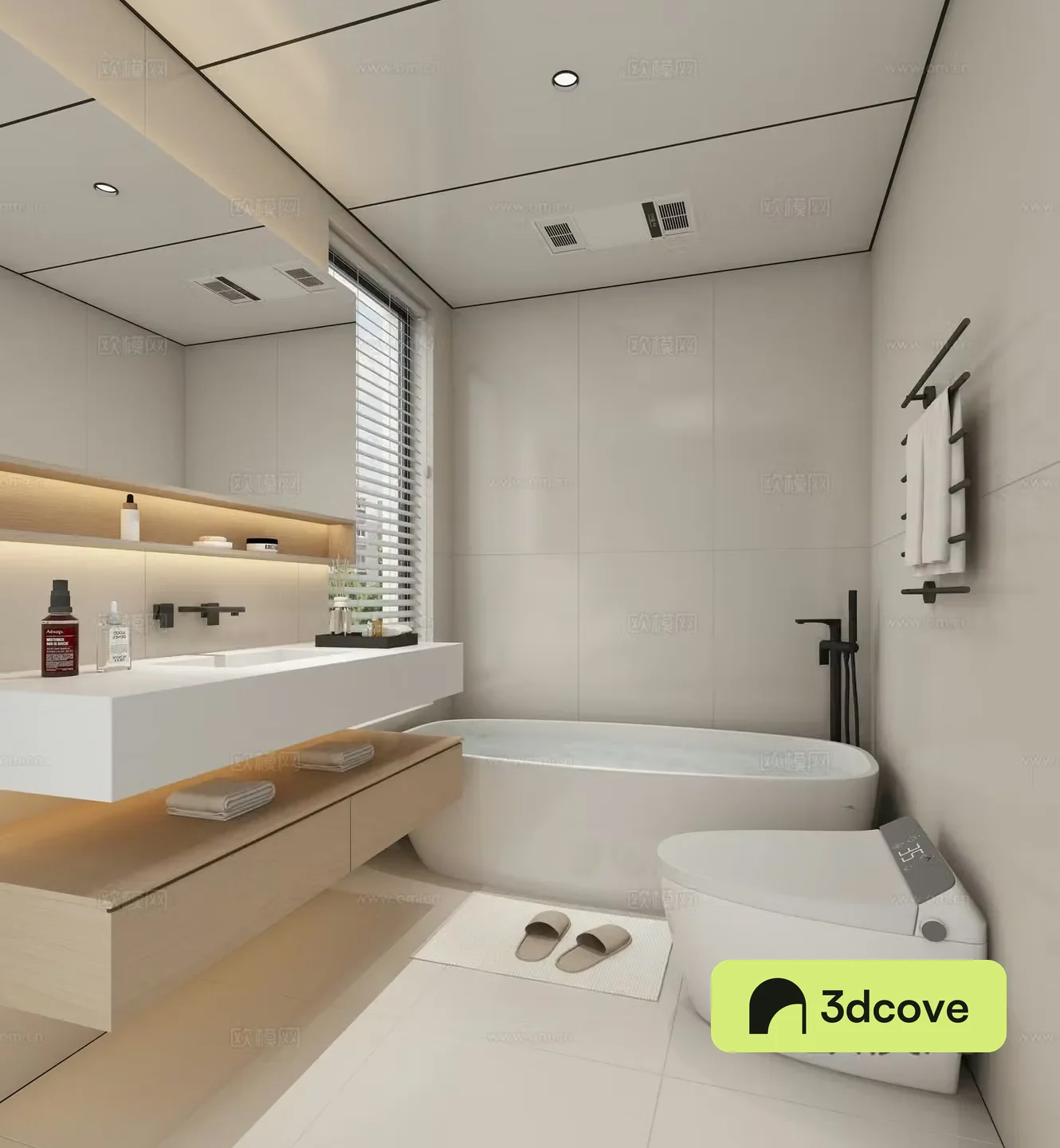 Modern creamy bathroom